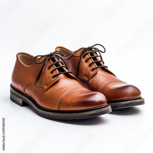 A pair of men's brown leather shoes,created with Generative AI tecnology.