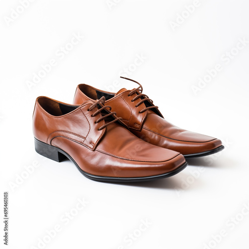 A pair of men's brown leather shoes,created with Generative AI tecnology.