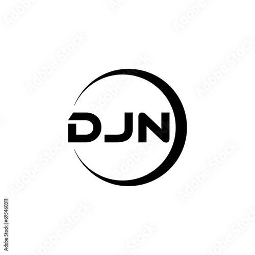 DJN letter logo design with white background in illustrator  cube logo  vector logo  modern alphabet font overlap style. calligraphy designs for logo  Poster  Invitation  etc.