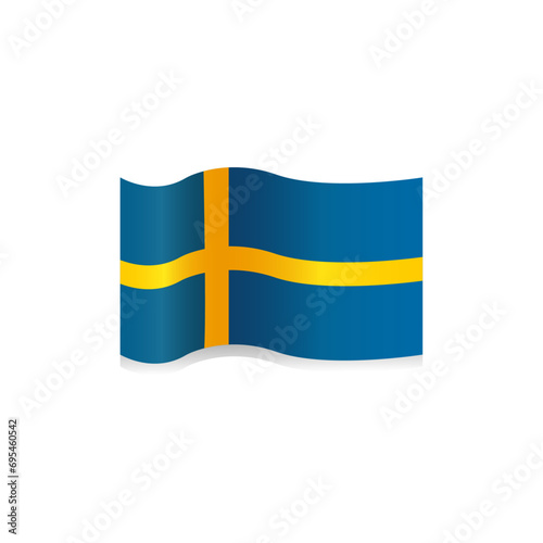 Sweden flag colors flat icon, vector sign, waving flag of Sweden. The flag of Sweden. Yellow cross on blue. Waving the flag of Sweden. Illustration. The Sweden flag waving with the wind. 