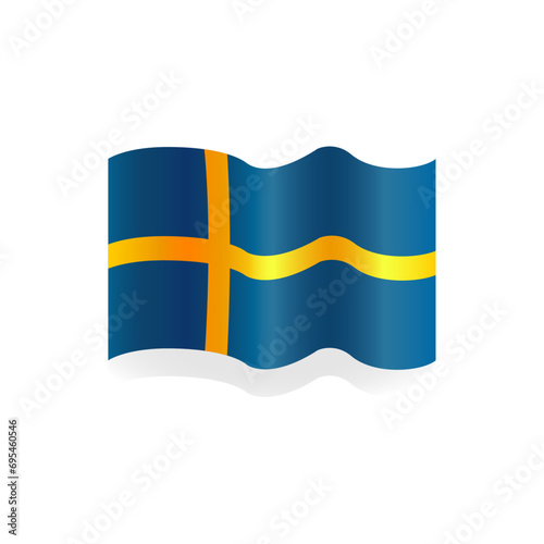 Sweden flag colors flat icon, vector sign, waving flag of Sweden. The flag of Sweden. Yellow cross on blue. Waving the flag of Sweden. Illustration. The Sweden flag waving with the wind. 