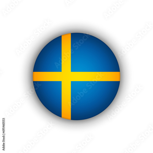 Flag of Sweden vector illustration. Round Flat Icons. Sweden flag Icon. Sweden flag in circle shape isolated. Symbol of Sweden , template for banner, card, advertising, magazine, vector