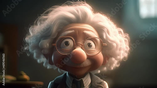 Cartoon character of a scientist. Created with Generative AI photo