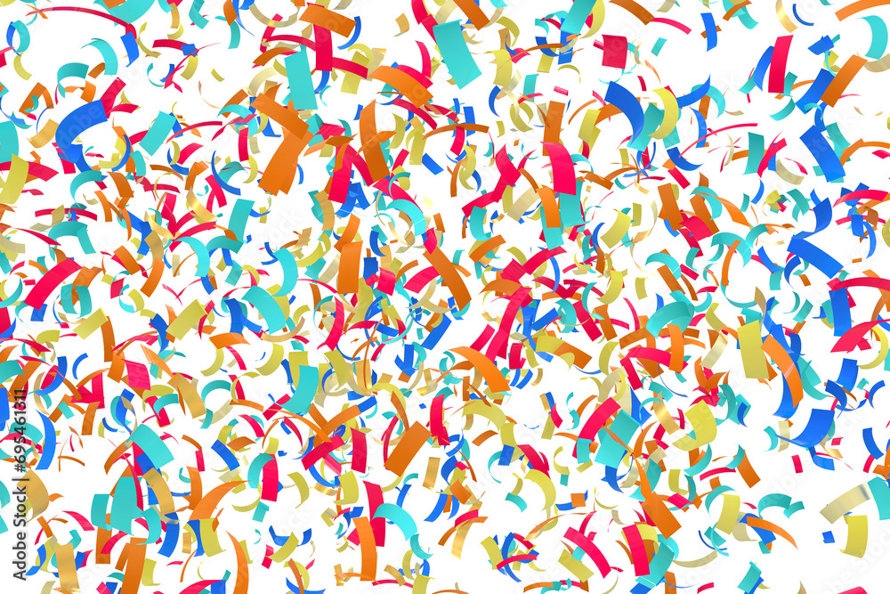Obraz premium 3D render of colorful confetti shower on a transparent background