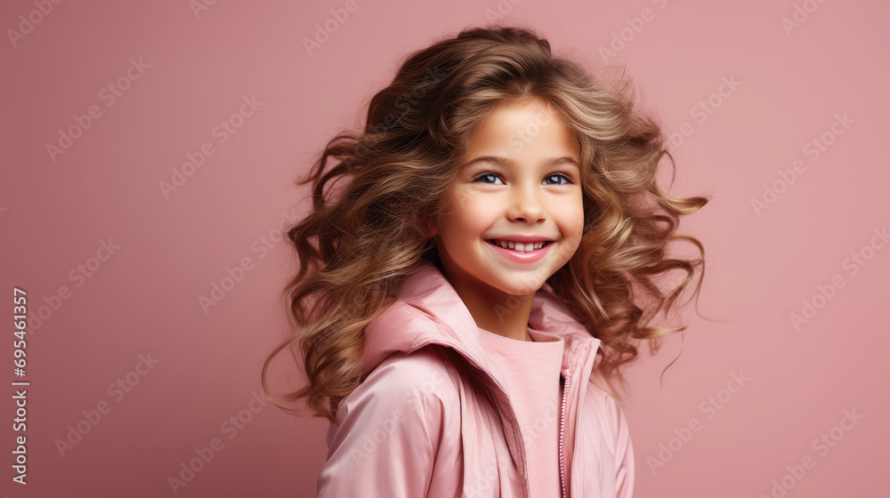 portrait of a beautiful cute little girl in profile, studio, pastel colors, stylish casual clothes, smiling child, kid, preschooler, emotional portrait, facial expression, background, space for text portrait of a beautiful cute little girl in profile, studio, pastel colors, stylish casual clothes, smiling child, kid, preschooler, emotional portrait, facial expression, background, space for text
