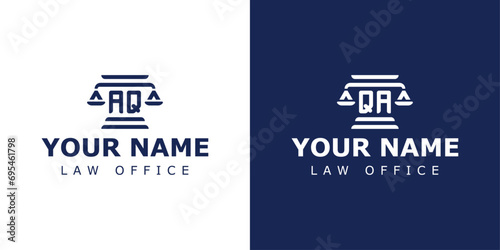 Letter AQ and QA Legal Logo, suitable for any business related to lawyer, legal, or justice with AQ or QA initials.