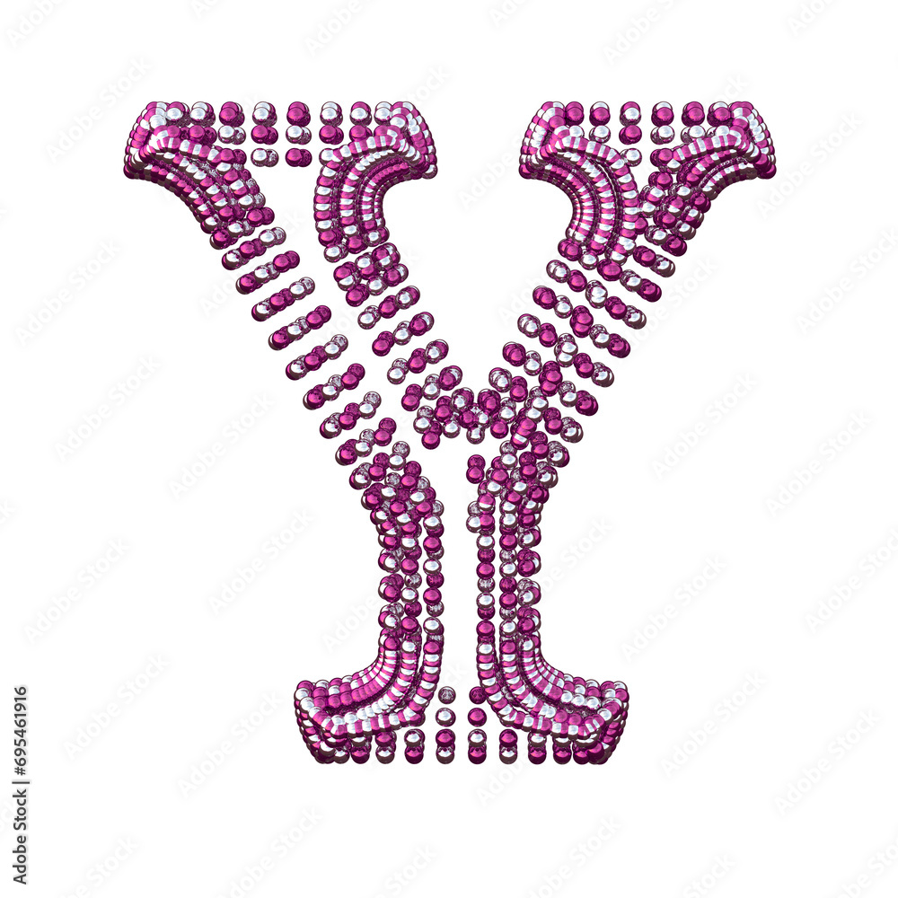 Symbol of small silver and purple spheres. letter y Symbol of small silver and purple spheres. letter y