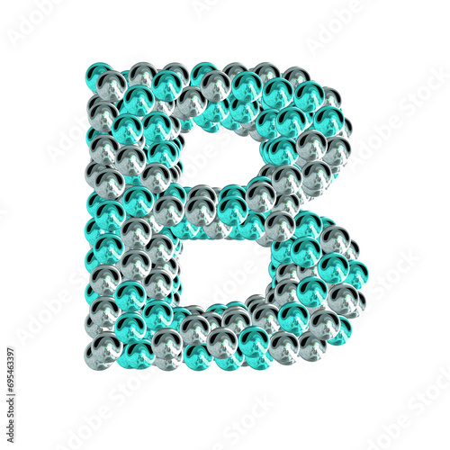 Symbol of turquoise and silver spheres. letter b