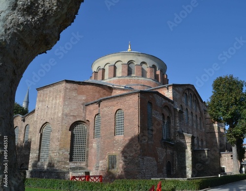 Hagia Irene or Hagia Eirene, is one of the oldest churches in Istanbul, Turkey, located in outer courtyard of Topkapi Palace, serving as a theological and architectural museum. photo