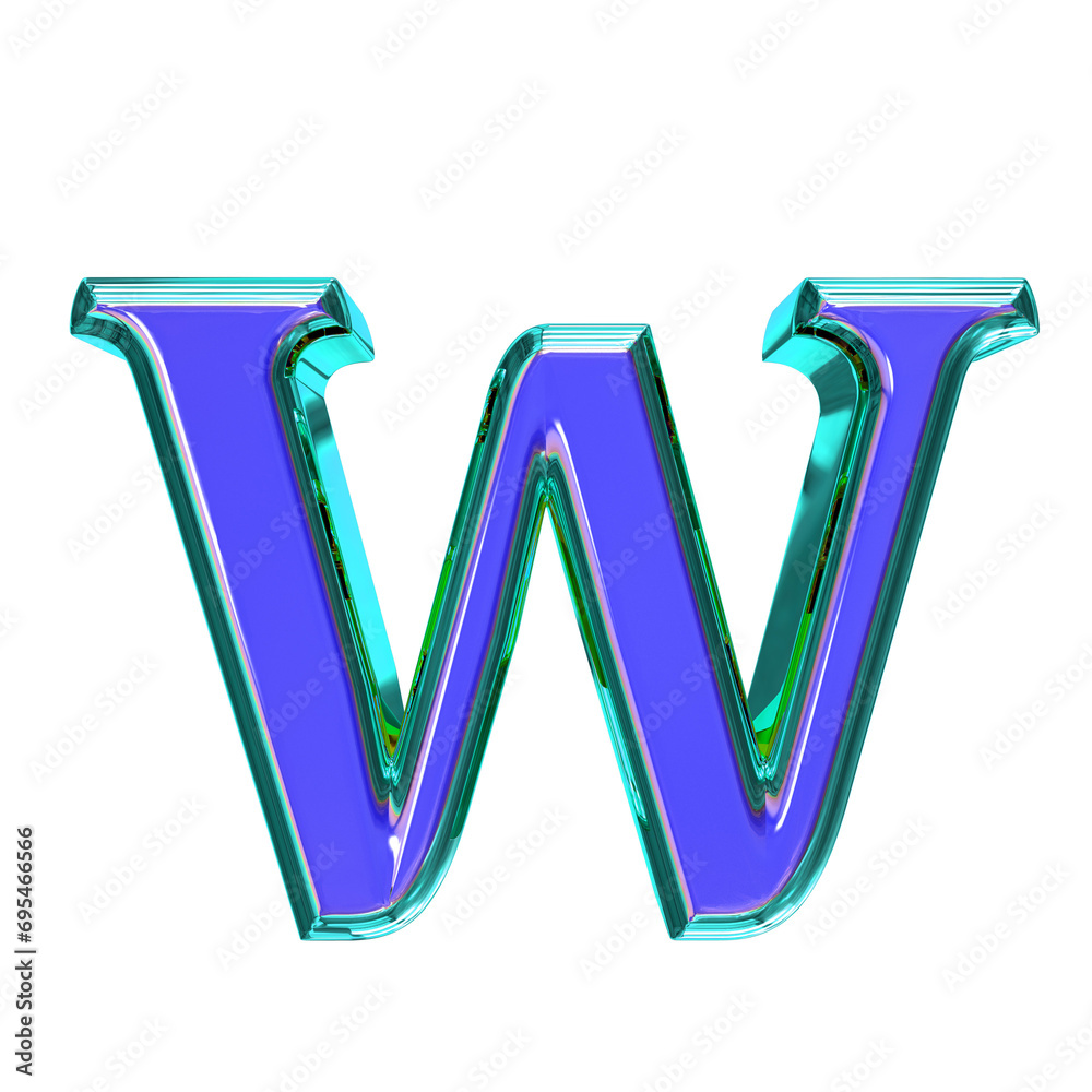 Blue symbol in a turquoise frame. letter w Blue symbol in a turquoise frame. letter w