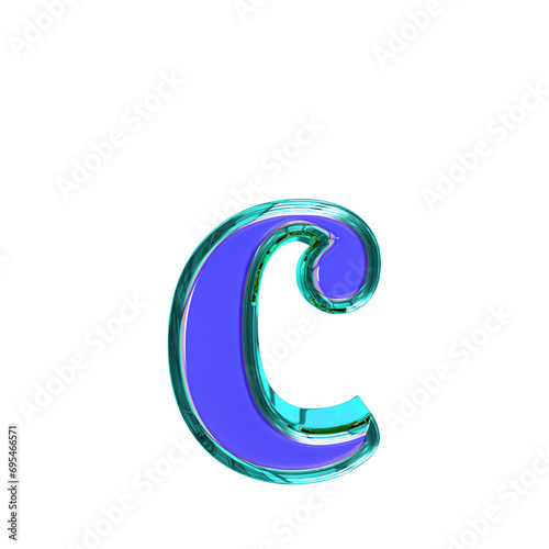 Blue symbol in a turquoise frame. letter c