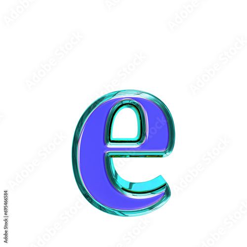 Blue symbol in a turquoise frame. letter e