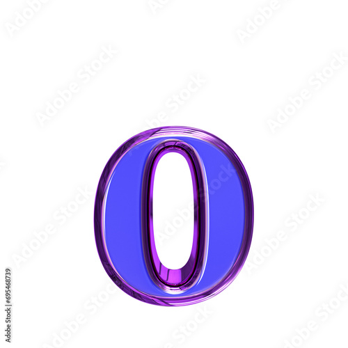 Blue symbol in a purple frame. letter o