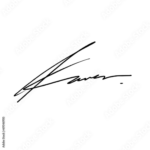 Abstract signature letter K. Vector illustration with black writing and alpha channel.
