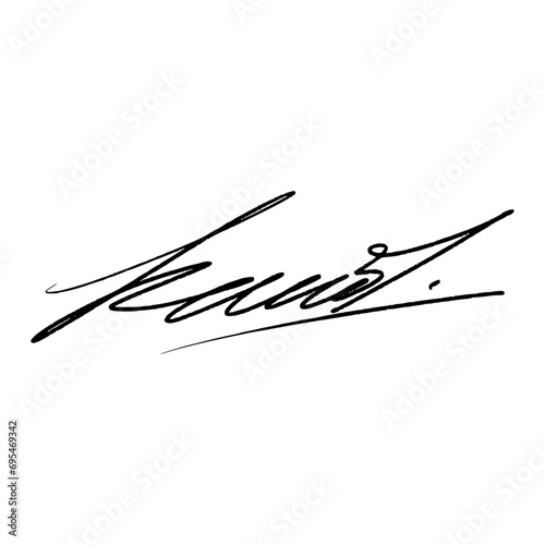 Abstract signature letter K. Vector illustration with black writing and alpha channel.