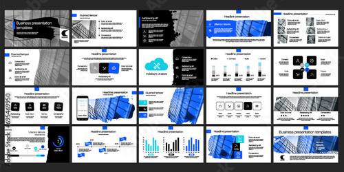 Geometric Presentation Element Templates. Vector infographics. For use in Presentation, Flyer and Leaflet, SEO, Marketing, Webinar Landing Page Template, Website Design, Banner.