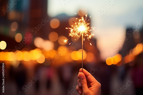 Bright Christmas Sparkler. Festive Holiday Celebration and New Years Eve Festivities