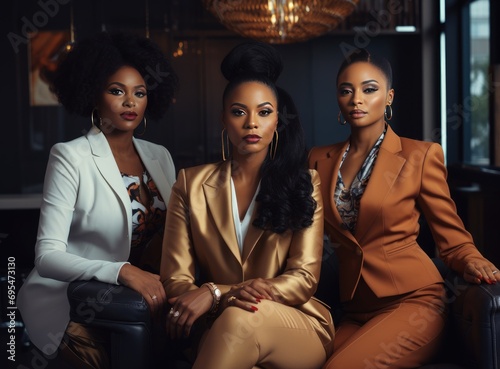 three africanamerican business women in the office