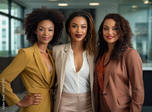 three africanamerican business women in the office photo