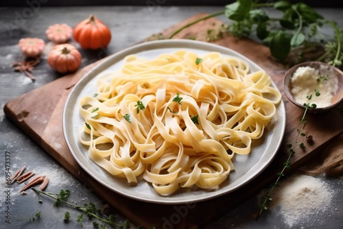 italian pasta fettuccine. Italian rolled fresh fettuccine pasta