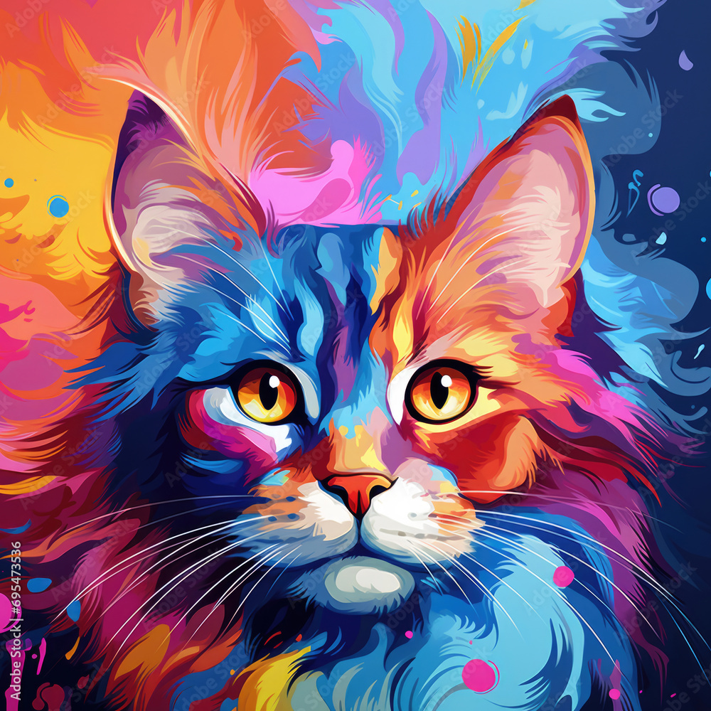 Cat pet pop art illustration style