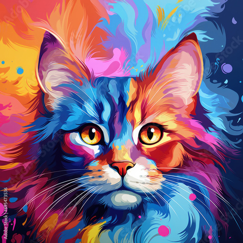 Cat pet pop art illustration style