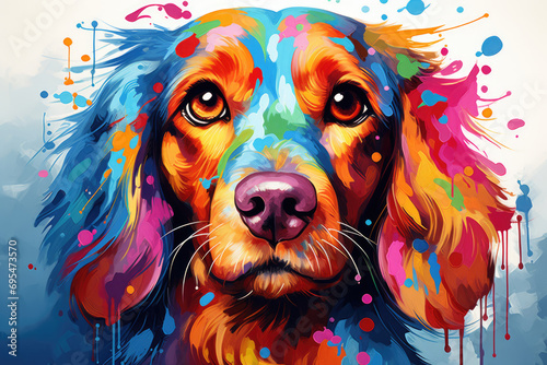 Portrait head dog pop art illustration style