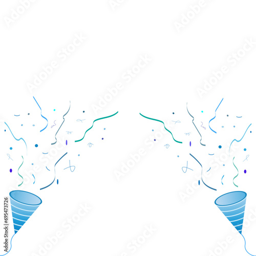 cute party popper illustration set. confetti, explosion, firecracker, celebration. Vector drawing.