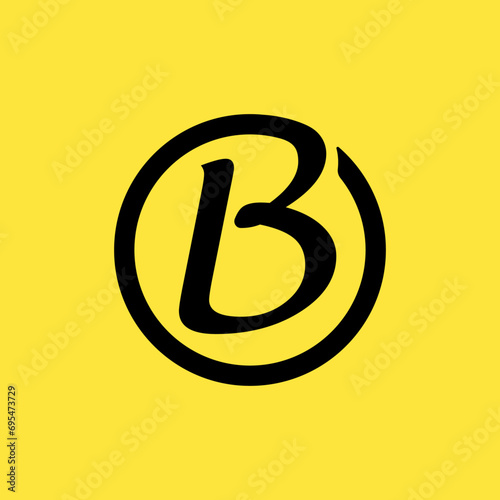 Letter B Logo on handwriting circle style. Creative Initial letter B. Simple stylish concept symbol. (ID: 695473729)
