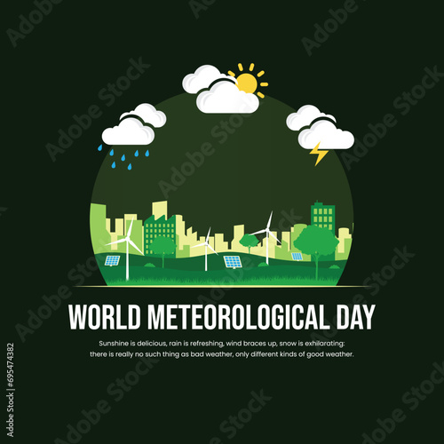 World Meteorological Day, banner, poster, social media post, vector illustration, World Weather Day, awareness, 23rd March, observance, international, typography, web banner, brochure, flyer
