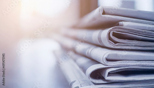 Close up of newspapers with shallow depth of field. Selective focus.