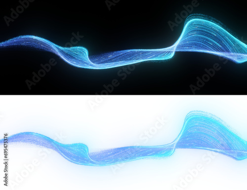 sinuous trail of bright blue particles, weaving through a digital landscape, symbolizing data transmission and network activity. Isolated overlay