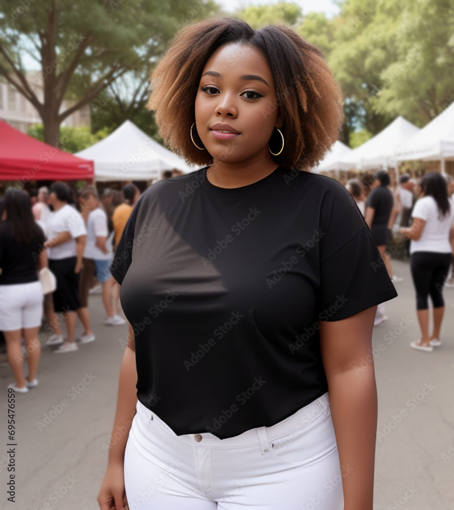 A young beautiful black female at a street festival