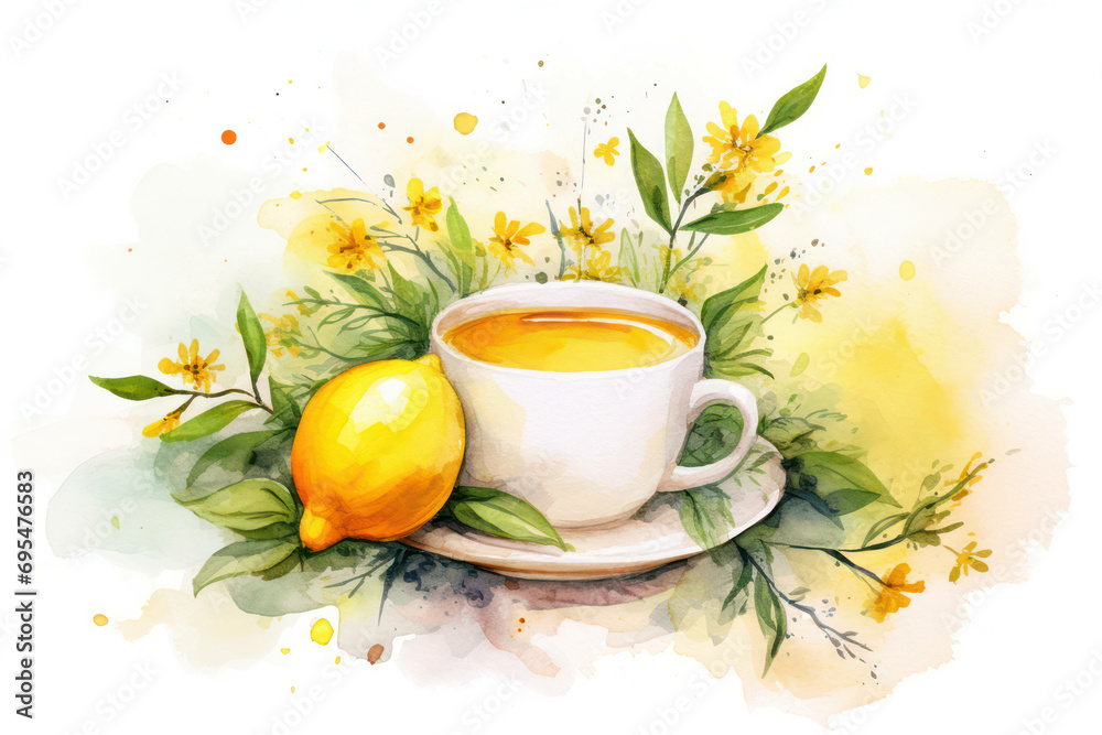 Hot drink green illustration white leaf cup beverage background plant flower tea Hot drink green illustration white leaf cup beverage background plant flower tea