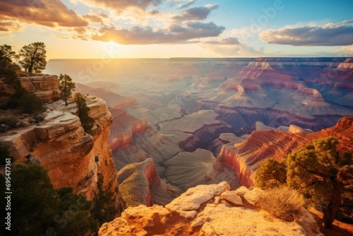  the sun is setting at the edge of the grand canyon in the grand canyon area of the grand canyon national park, arizona, united states of the grand canyon.