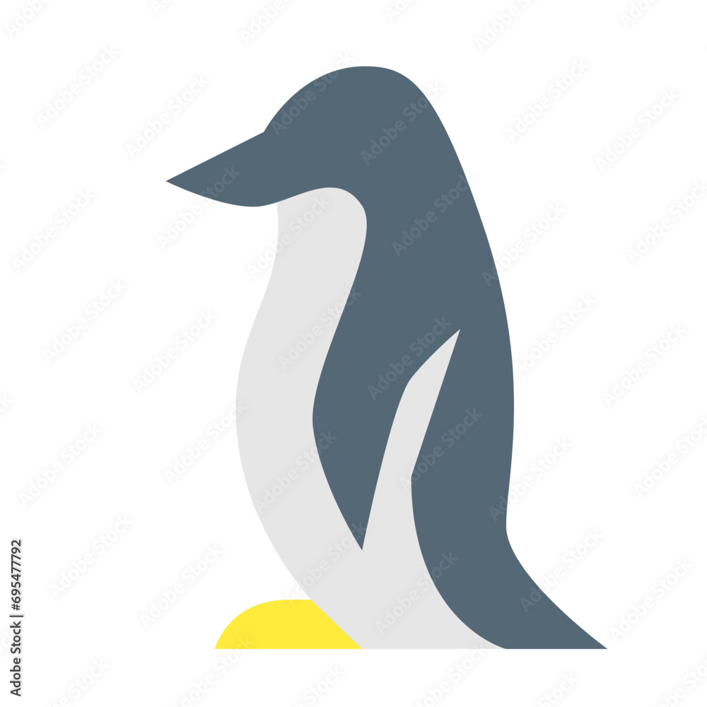 Fototapeta premium 冬、ペンギン、動物を表すカラースタイルのアイコン