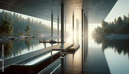 An image titled 'Stille am Steg 2024', depicting a tranquil scene at a dock or pier photo
