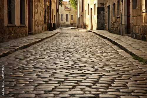 Cobblestone Street in Historic European Town © Skyfe