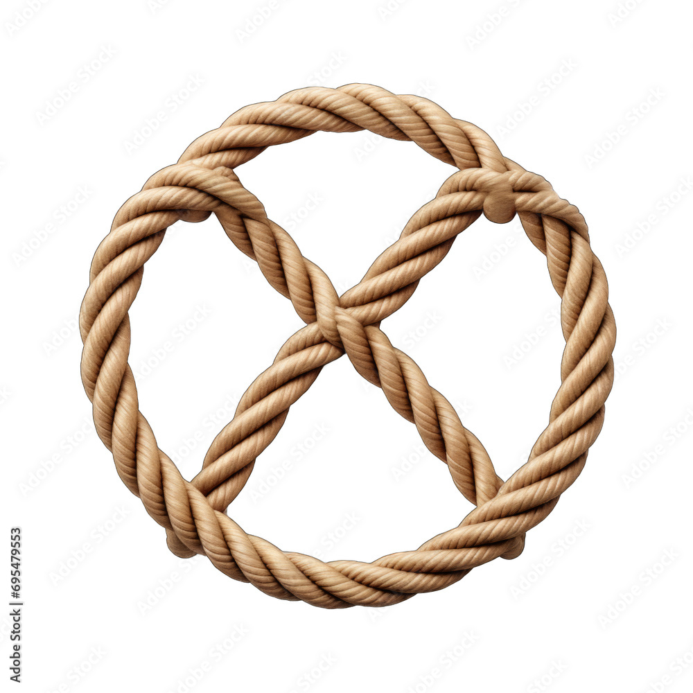 Bowline loop in beige cord isolated on transparent background Bowline loop in beige cord isolated on transparent background