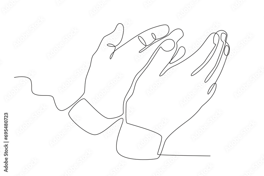 Illustration of a hand clapping. Applause one-line drawing Illustration of a hand clapping. Applause one-line drawing