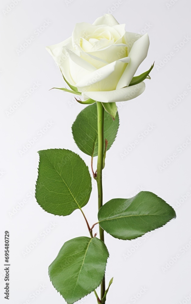 Obraz premium White rose isolated on white background, and used for weddings, Illustration for Valentine's Day.