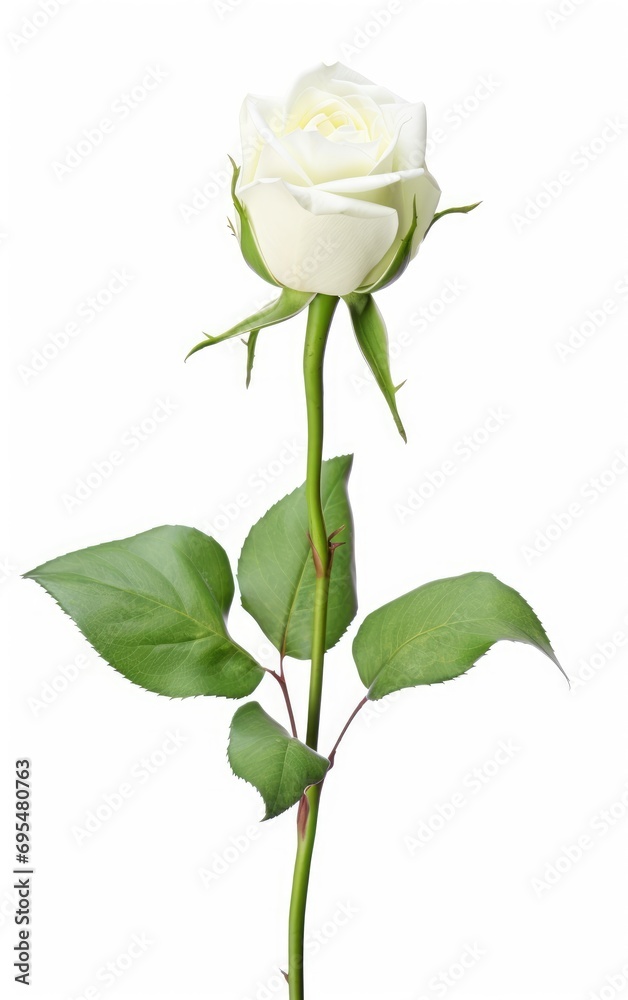 Obraz premium White rose isolated on white background, White roses are pure and elegant love and eternal love.