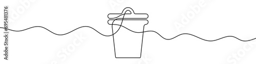 Continuous editable line drawing of trash can. Single line trash can icon.
