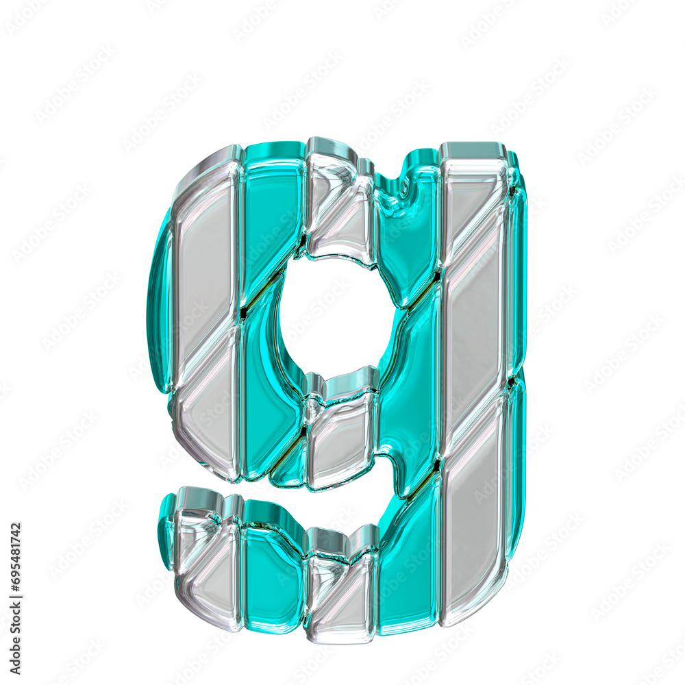 Turquoise symbol with silver straps. top view. letter g