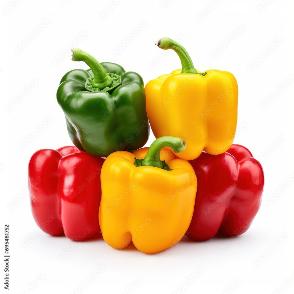 fresh and colorful capsicum on white background. fresh and colorful capsicum on white background.
