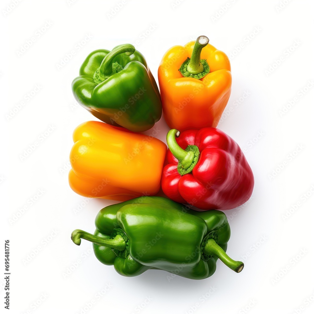 fresh and colorful capsicum on white background. fresh and colorful capsicum on white background.