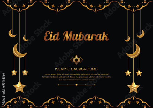 premium vector eid al fitr eid al adha eid mubarak eid moon  background with luxurious golden texture flouri