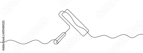 Continuous editable line drawing of paint roller. Paint roller icon in one line.