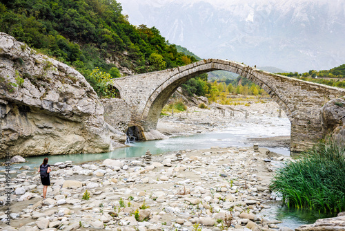 Historical Ottoman Kadiu Bridge in Albania