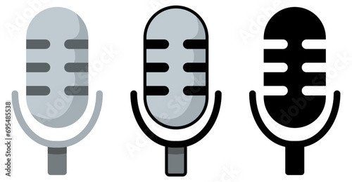 Isolated microphone icon with transparent background and editable stoke. Mic vector icon for talk, UI, business, website, mobile, development, voice, record, speech, sound, podcast, sing, talk